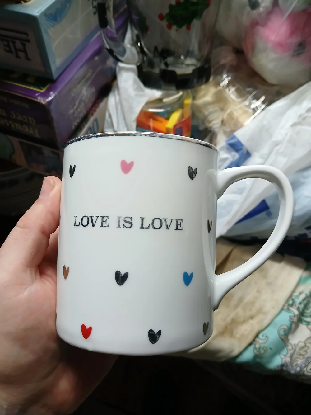 white Williams Sonoma ceramic mug features 